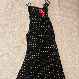 NWT Beginning Boutique Sheer Black Polka Dot Maxi